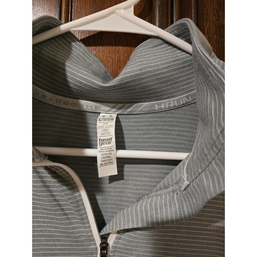 Under Armour HeatGear Striped Gray Quarter Zip Pullover XL - Picture 2 of 3